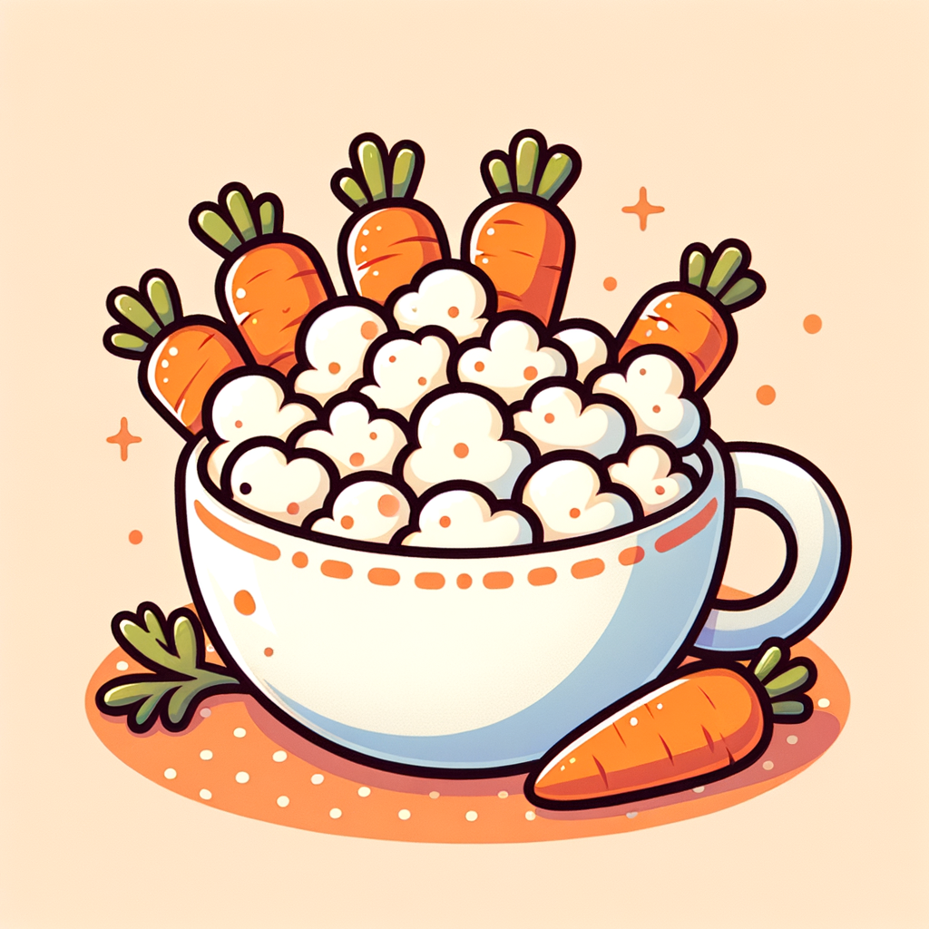 A small bowl filled with white cottage cheese curds accompanied by bright orange baby carrots arranged beside it.