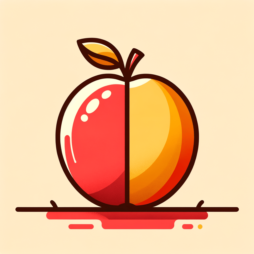 A single red and yellow apple held in a hand, showing its smooth skin and stem.