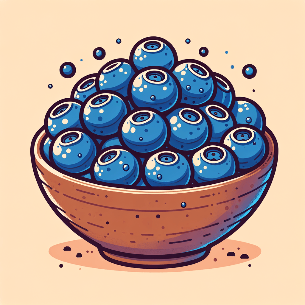 A brown ceramic bowl filled with plump, deep-blue fresh blueberries piled evenly, showing natural bloom and subtle water droplets.