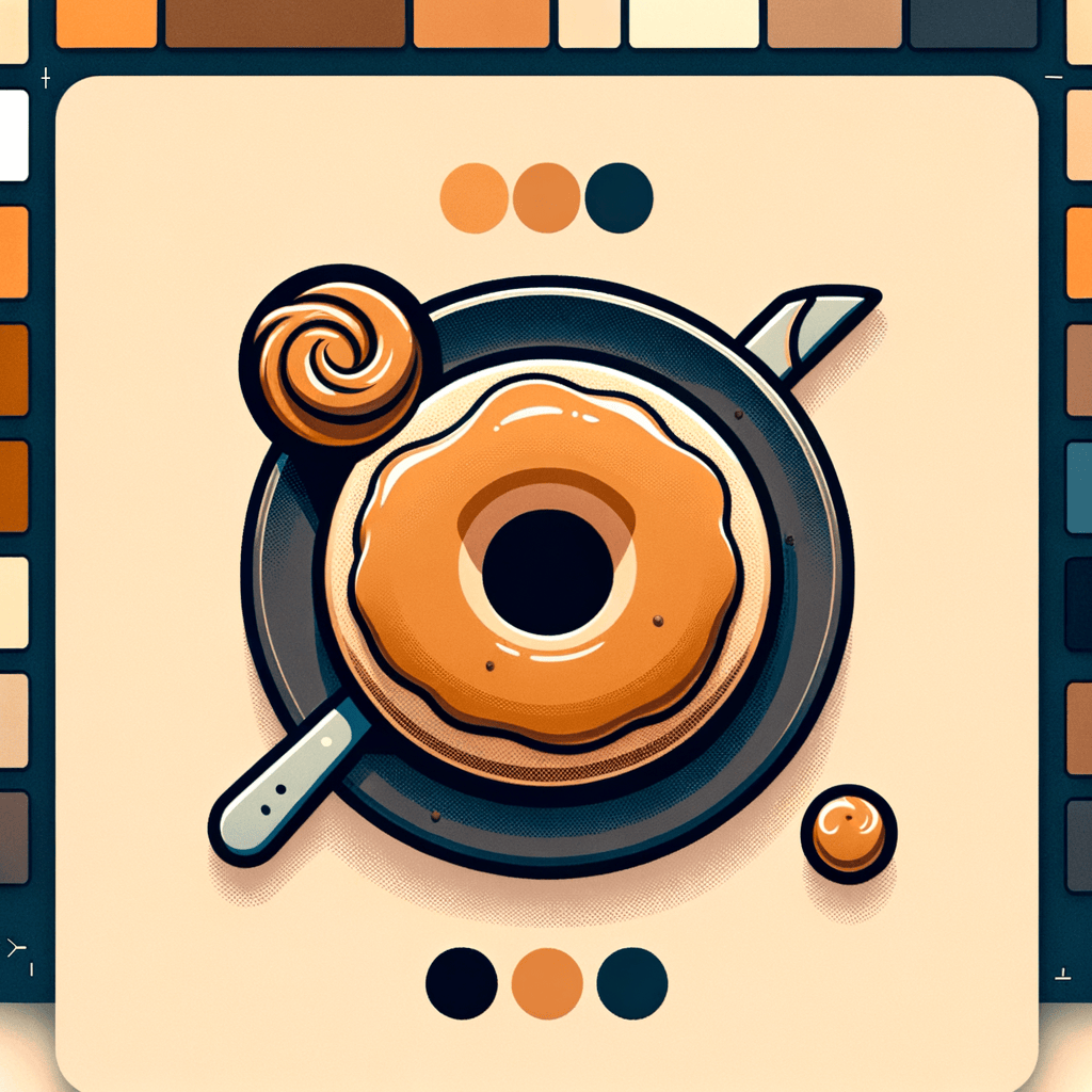 A dark round plate with one half of a plain bagel coated in a thick layer of smooth peanut butter, with a small smear of extra peanut butter beside it.