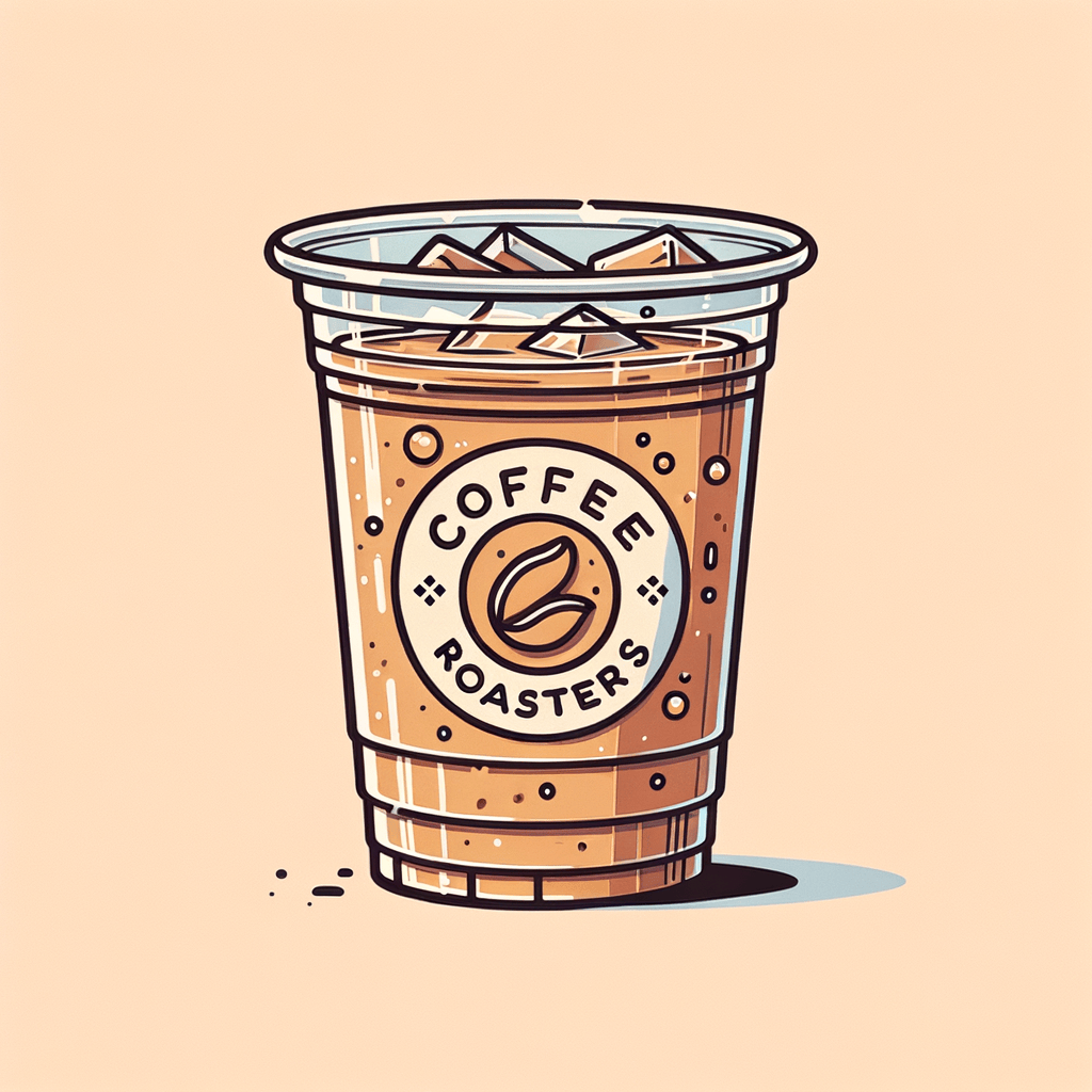 A clear plastic cup bearing a coffee roasters logo filled with light brown iced coffee and a bit of foam residue at the top, with condensation on the sides.