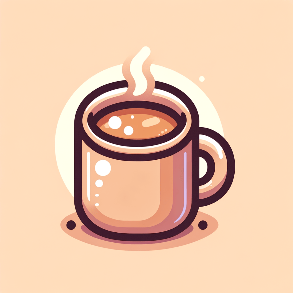 A ceramic mug filled with hot coffee, showing light brown liquid with a thin layer of foam on top.