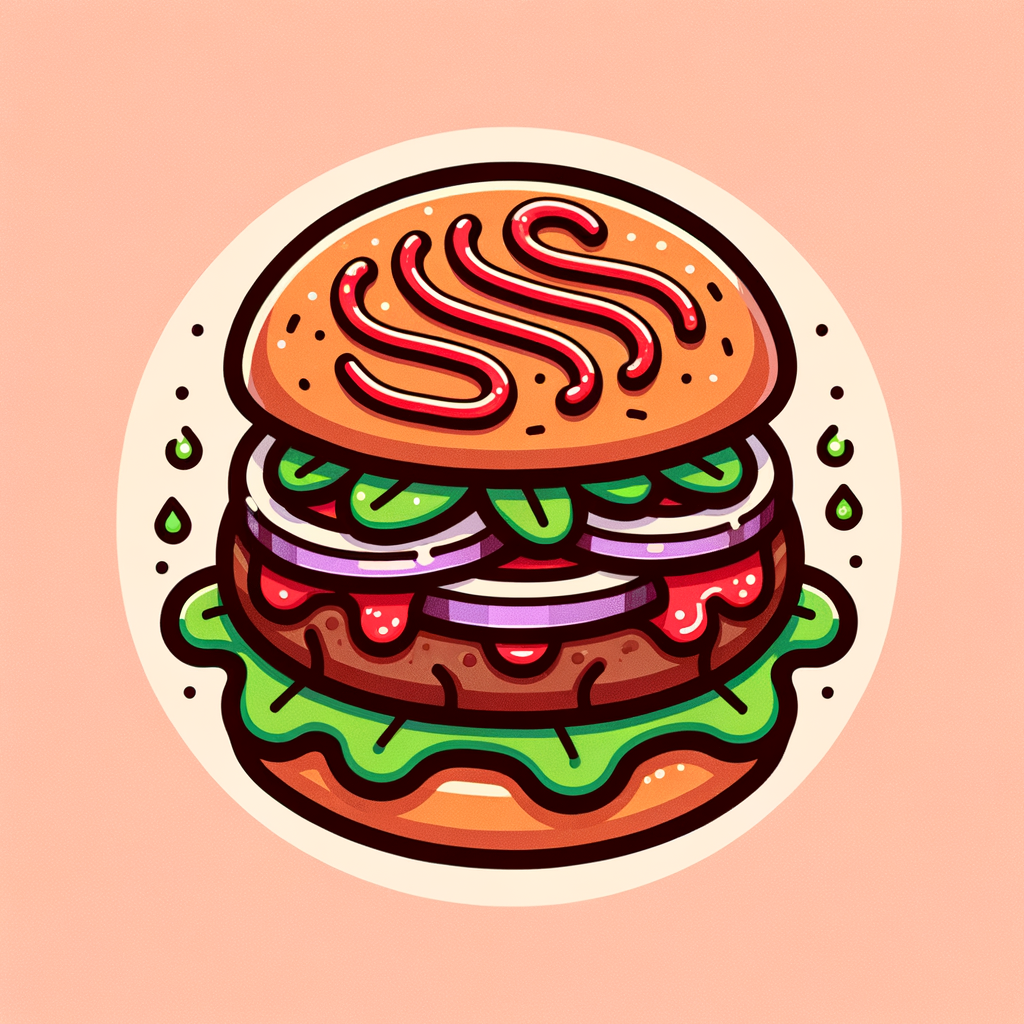 An open-faced toasted burger bun topped with a juicy grilled beef patty, a bed of fresh arugula leaves, concentric rings of pickled red onion and a zigzag of bright red ketchup.