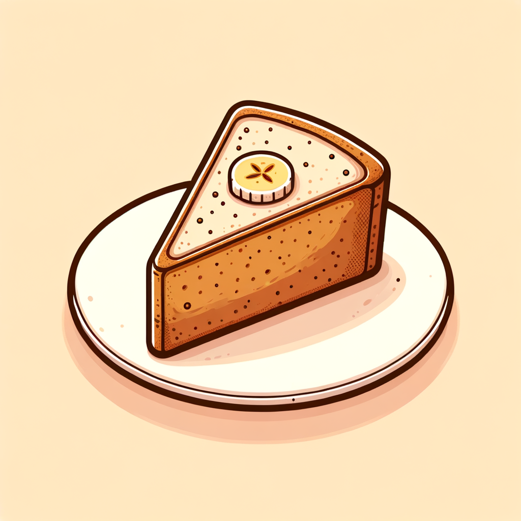 A single triangular slice of banana bread with a golden-brown crust and speckled interior on a white plate.