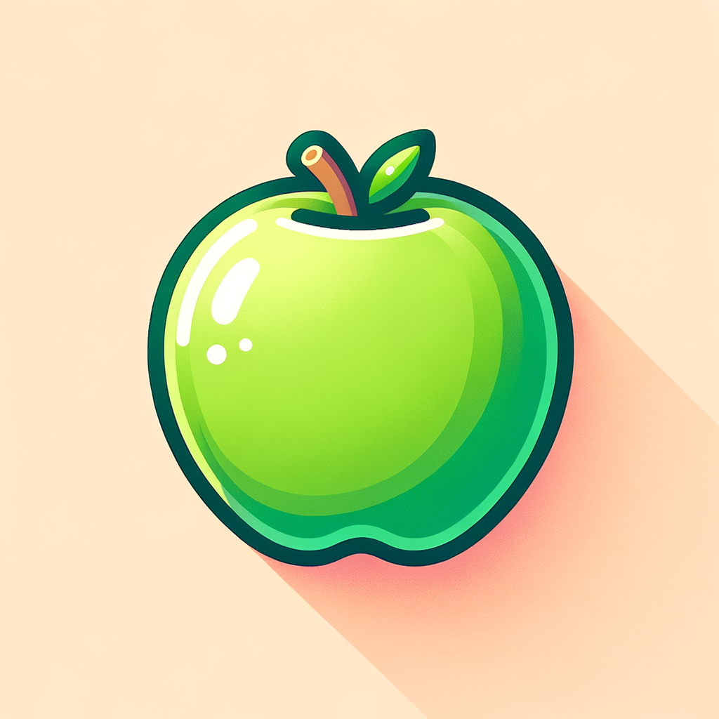 A single bright green apple with glossy, smooth skin and a perfectly round shape, shown against a plain background with no additional elements.