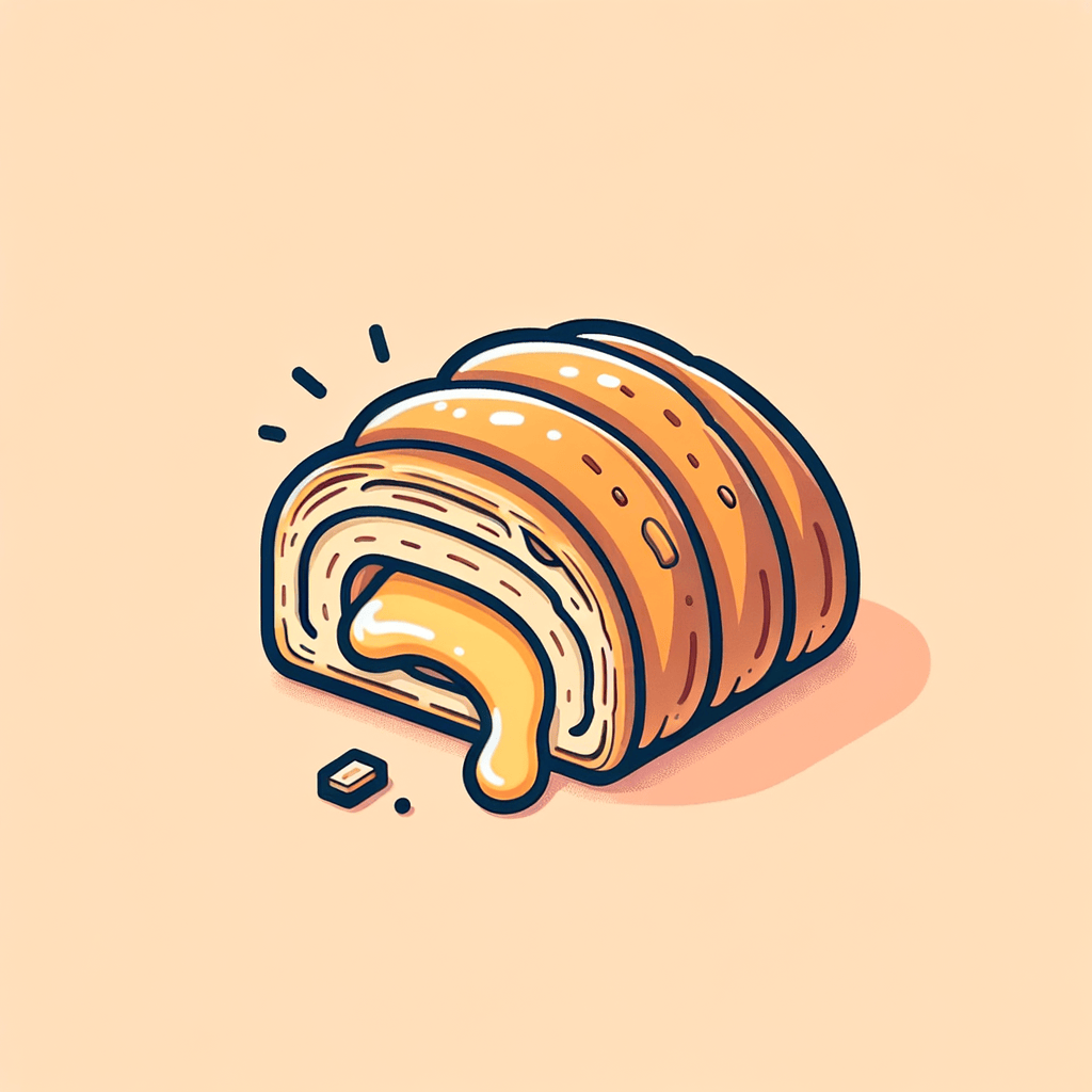 A half-eaten flaky cheese roll pastry with visible layers of golden-brown crust and soft buttery interior.