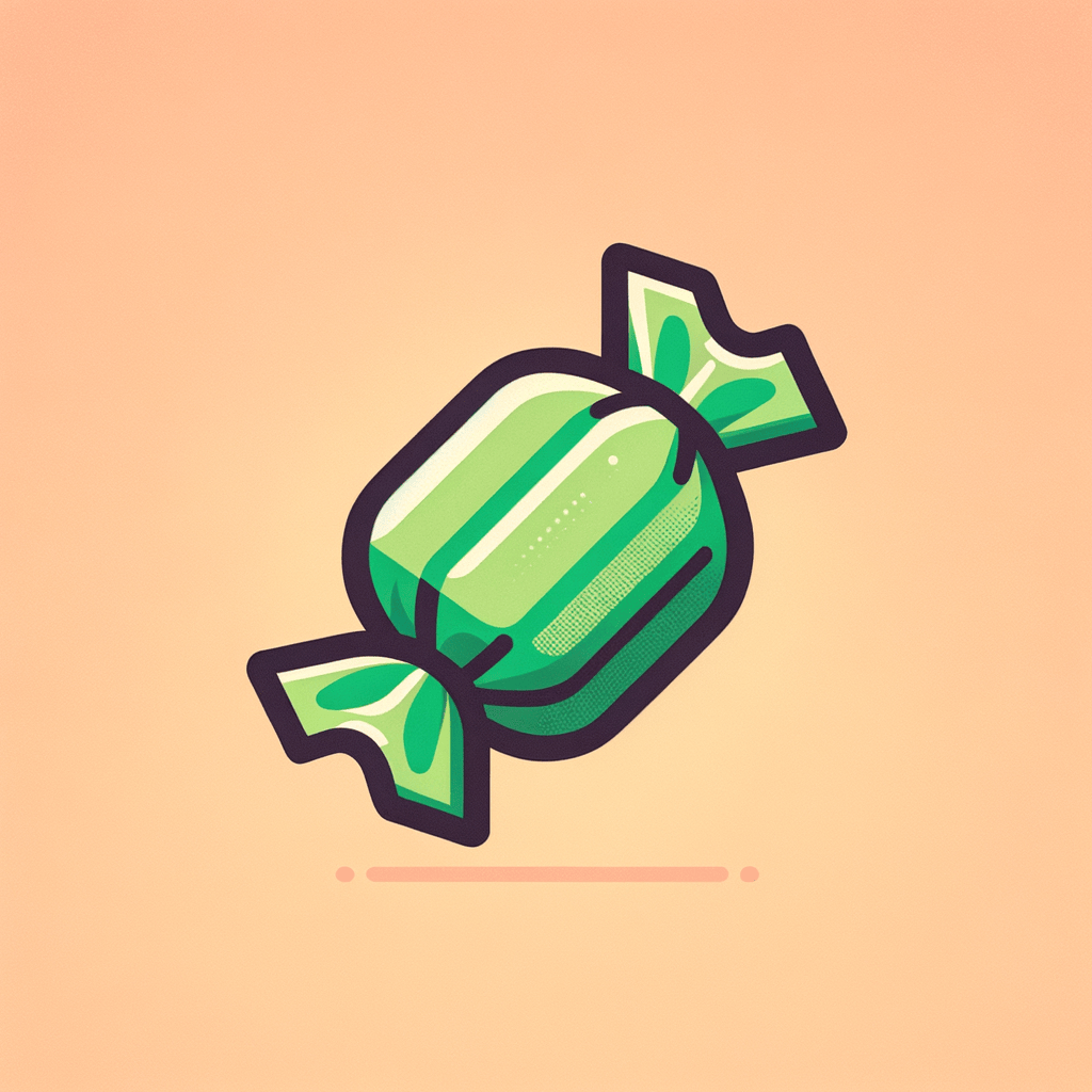 A single, green foil-wrapped guava candy piece shown against a plain background.