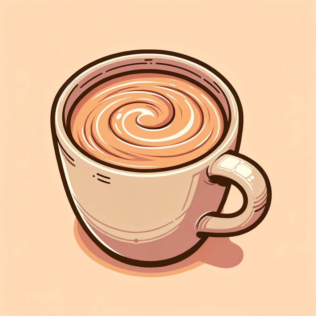 A close-up of a ceramic mug filled with light-brown coffee showing a smooth creamy surface.