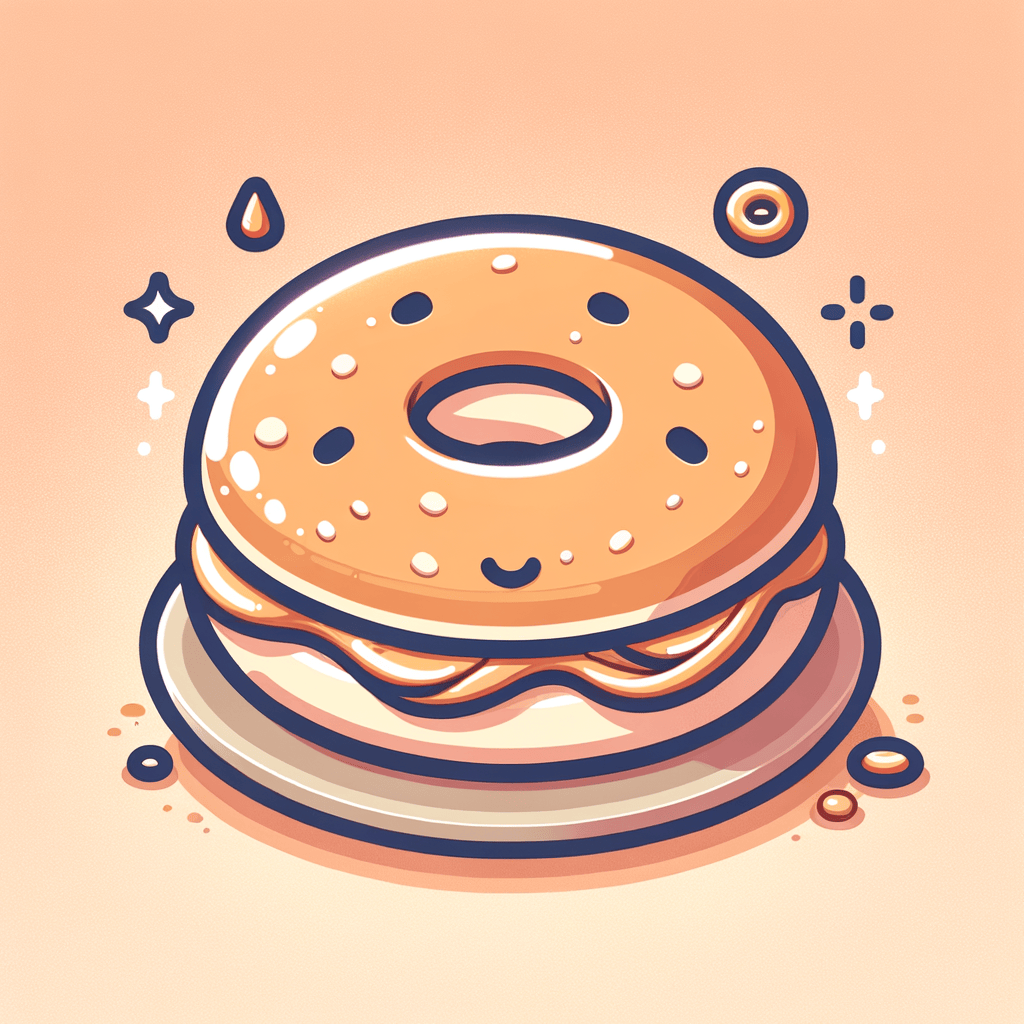 Two halves of a plain bagel on a neutral plate, each smothered evenly with smooth peanut butter.