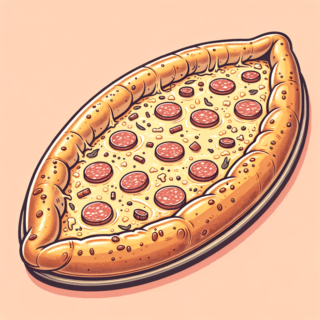 A long, boat-shaped flatbread with a crisp golden-brown crust, filled edge-to-edge with bubbling melted cheese and scattered thin slices of cured meat, glistening with a light drizzle of herbed oil.