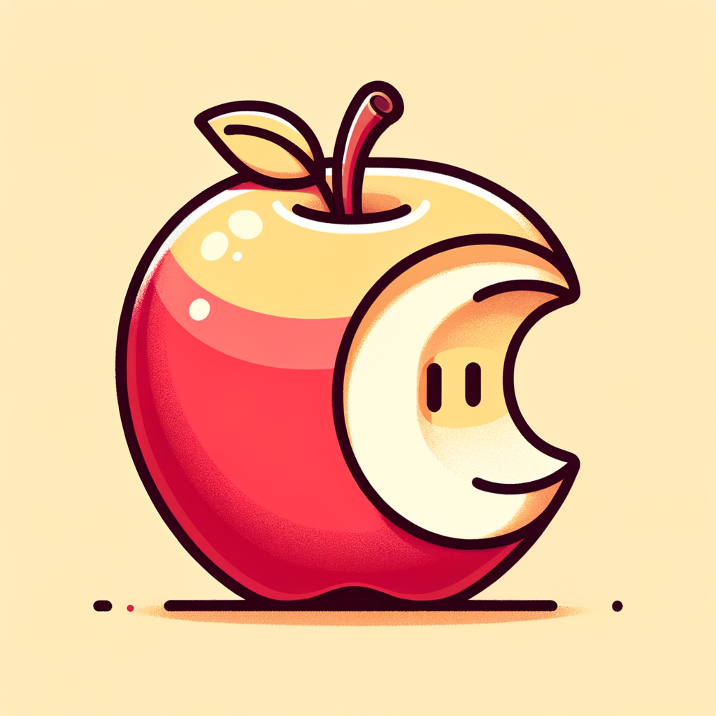 A half-eaten red-tinged apple showing its pale yellow interior and bite marks.