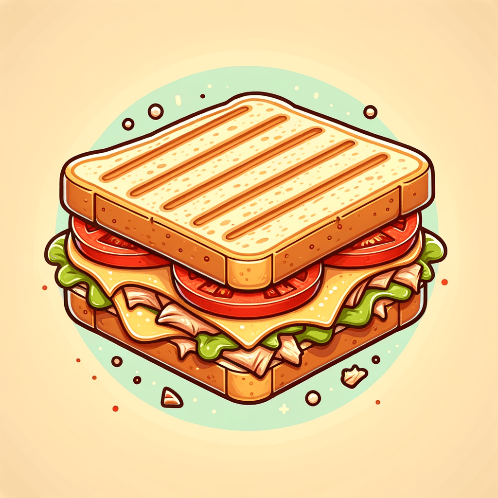 A golden-brown grilled panini cut in half, showing layers of tuna salad, crisp green lettuce, tomato slices, and melted cheese between toasted bread.